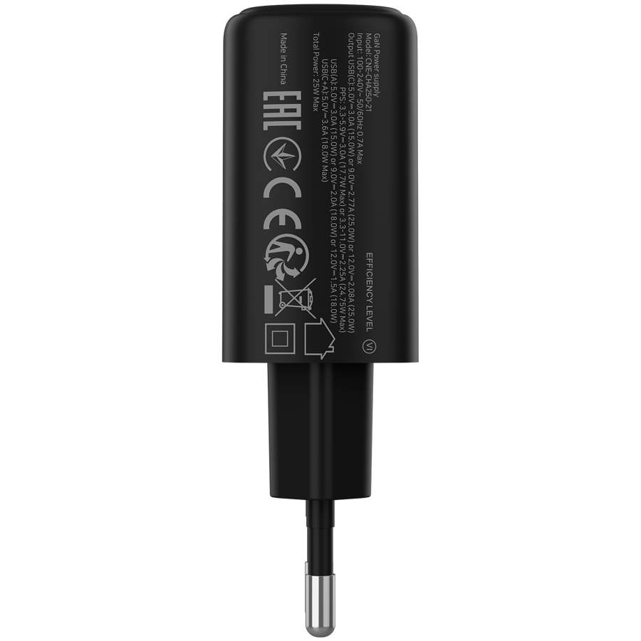 CANYON charger OnCharge 250 25W 1xPD 1xQC EU Black - slika 3