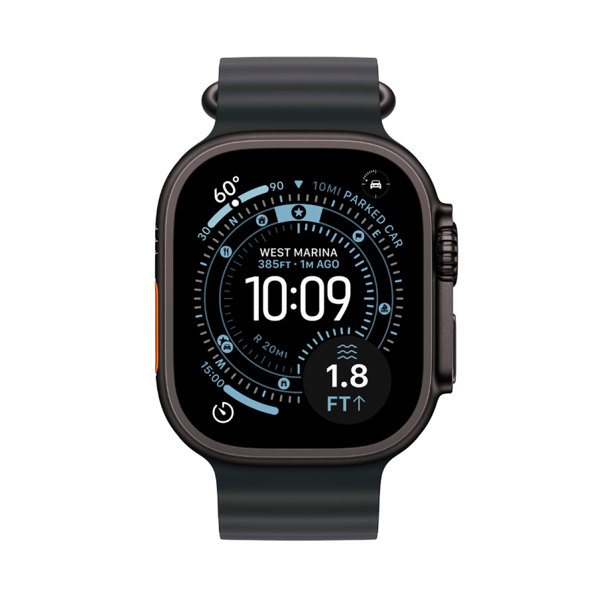 Apple Watch Ultra 3 Cellular 49mm Black Titanium Case with Black Ocean Band - slika 6