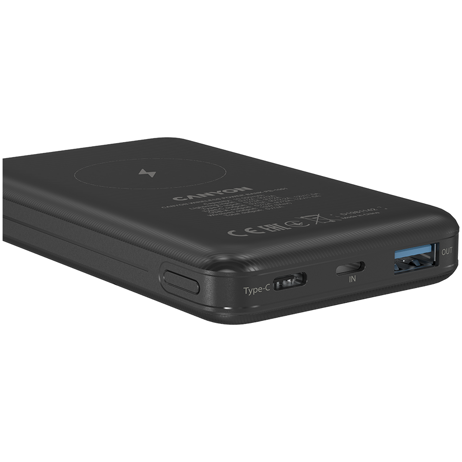 CANYON power bank PB-1001 10000 mAh PD 18W QC 3.0 Wireless 10W Black - slika 7