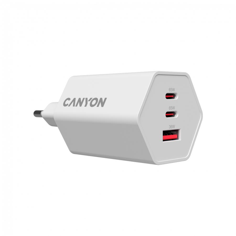 CANYON charger HEXAGON 65 GaN 65W 2xPD 1xQC EU White - slika 4
