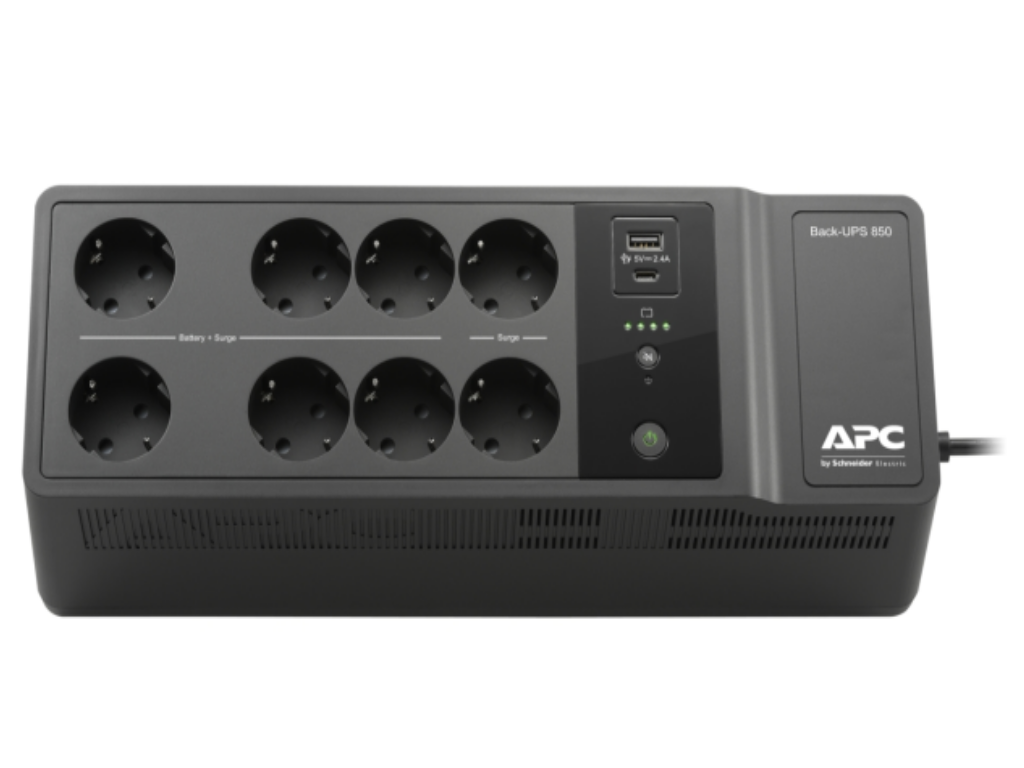 Back-UPS APC 850VA, 230V, USB Type-C i A portovi za punjenje, 8 Schuko CEE 7 utičnica (2 prenapona) - slika 2
