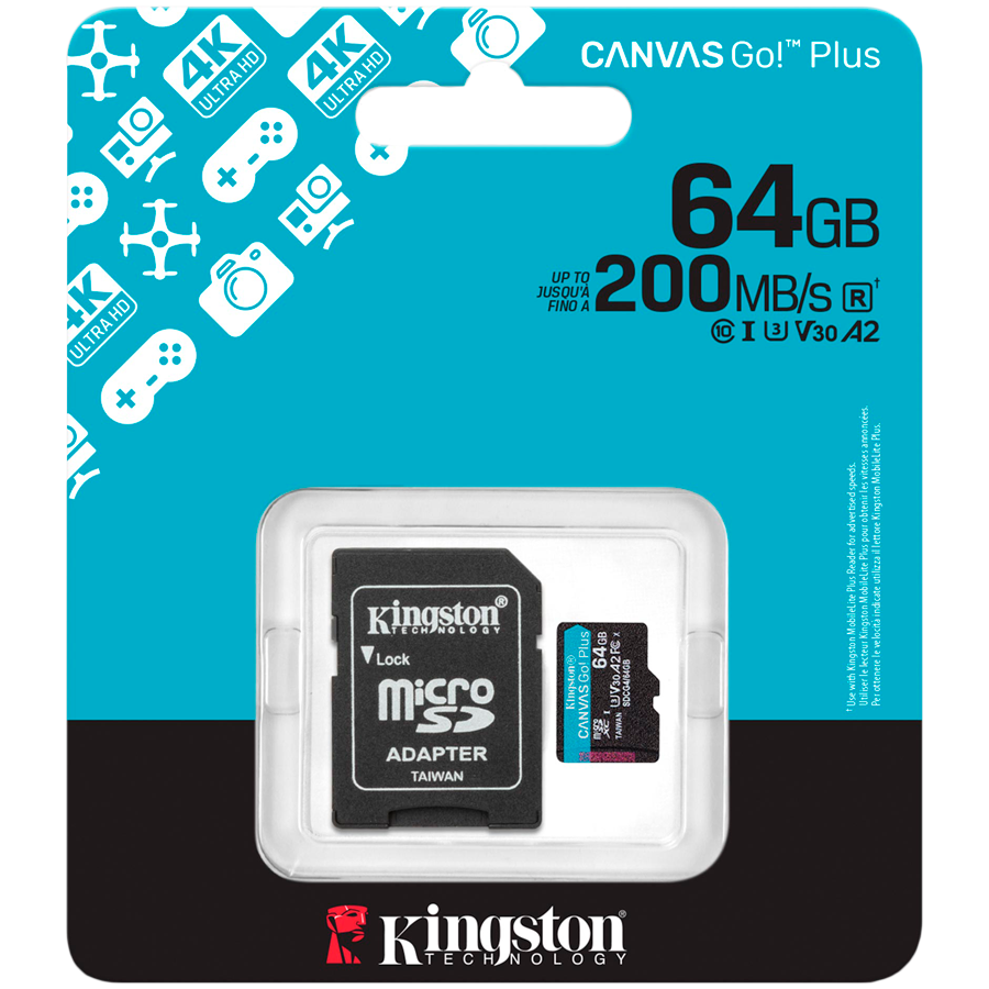 Kingston microSD 64GBCanvasGoPlus, Gen4r/w:200MB/s/160MB/s,with adapter - slika 4