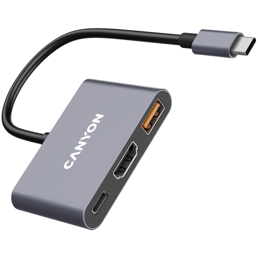 CANYON hub DS-4 3in1 USB-C Grey - slika 3