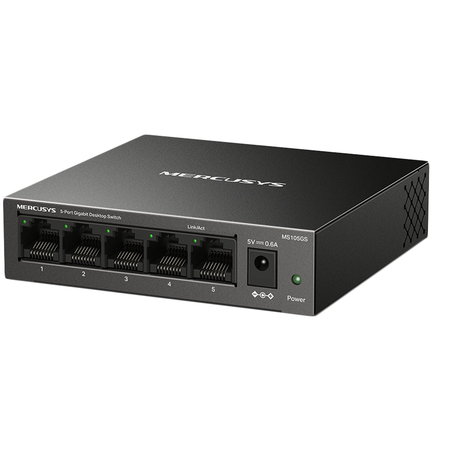 Mercusys MS105GS 5-Port Gigabit Desktop Switch, 5× Gigabit Ports, Desktop Steel Case, Wall Mounting, Plug and Play, Power Saving, Compact design, Green Ethernet technology, Silent - slika 3