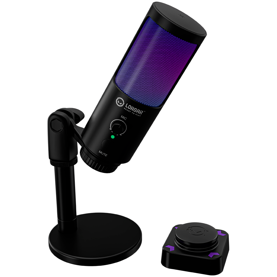 LORGAR SMP40, RGB Microphone with external mute button and metal stand, Black - slika 3