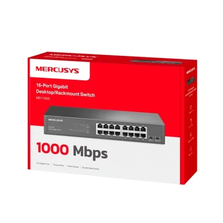 Mercusys MS116GS 16-Port Gigabit Desktop/Rackmount Switch, 16x10/100/1000 Mbps Auto-Negotiation RJ45 port supporting Auto-MDI/MDIX, Isolation Mode, Loop Prevention, Durable Metal Casing, Plug and Play - slika 5