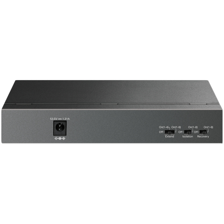 TP-Link LS109P 9-Port 10/100 Mbps Desktop Switch with 8-Port PoE+, 8× 10/100 Mbps PoE+ Ports, 1× 10/100 Mbps Non-PoE Port, 802.3at/af, 63 W PoE Power, Desktop Steel Case, Extend Mode for 250m PoE Tran - slika 2