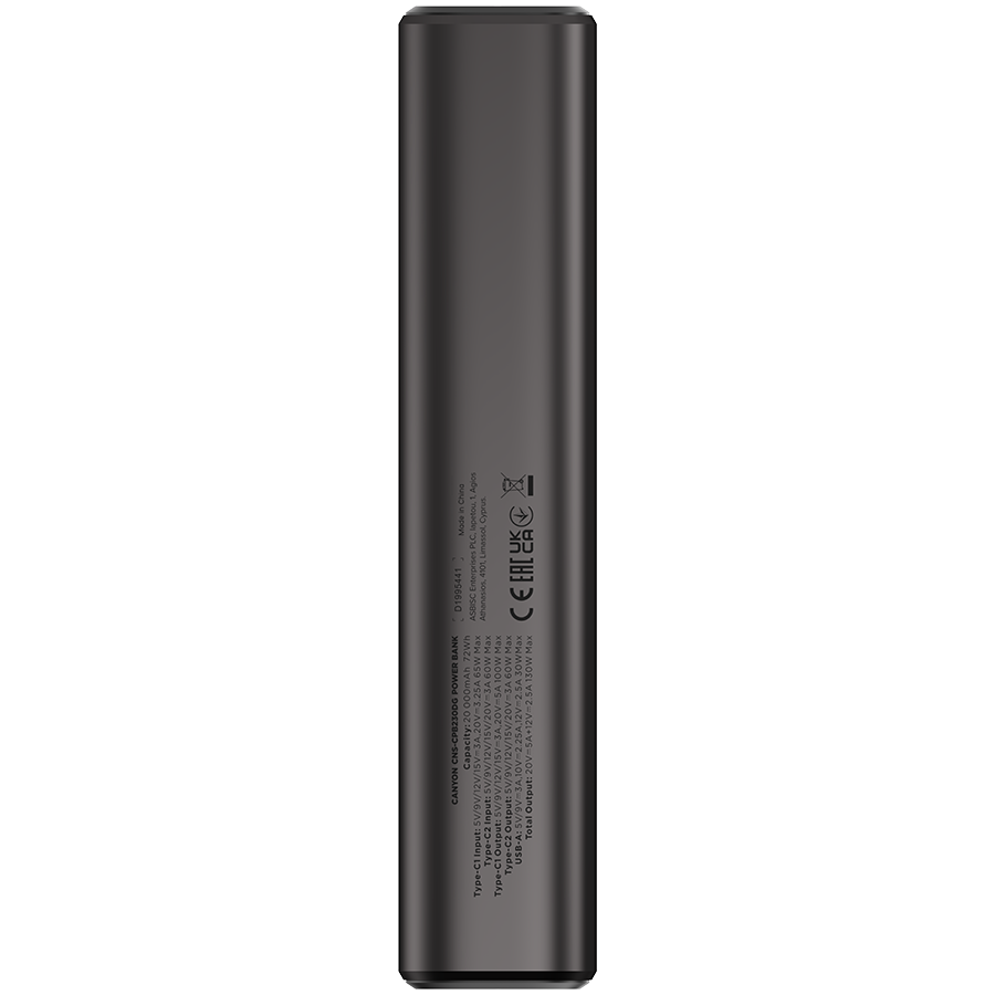 CANYON power bank OnPower 230 TFT 20000 mAh PD130W Dark Grey - slika 3
