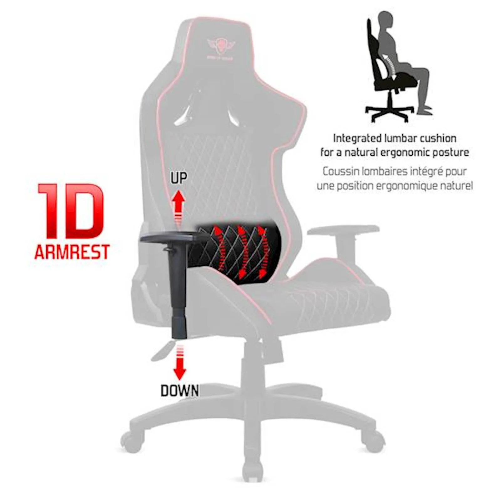 Gaming stol Spirit of gamer NEON - CRVENA - slika 4
