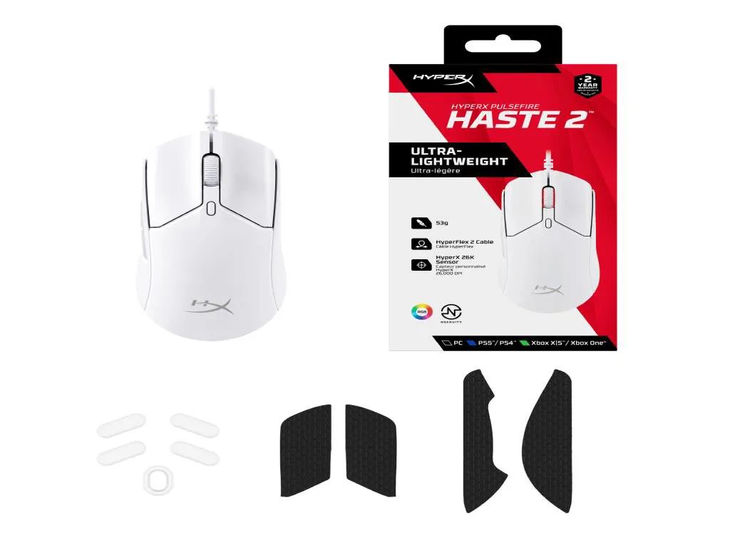 HyperX Pulsefire Haste 2 WGaming Mouse (White) - slika 4