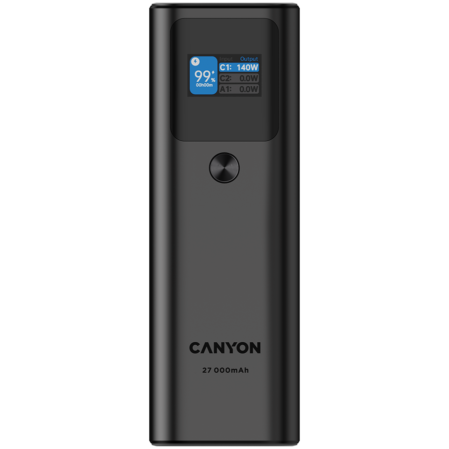 CANYON power bank PB-2010 TFT 27000 mAh 97.2Wh PD140W QC 3.0 Tamno sivi - slika 3