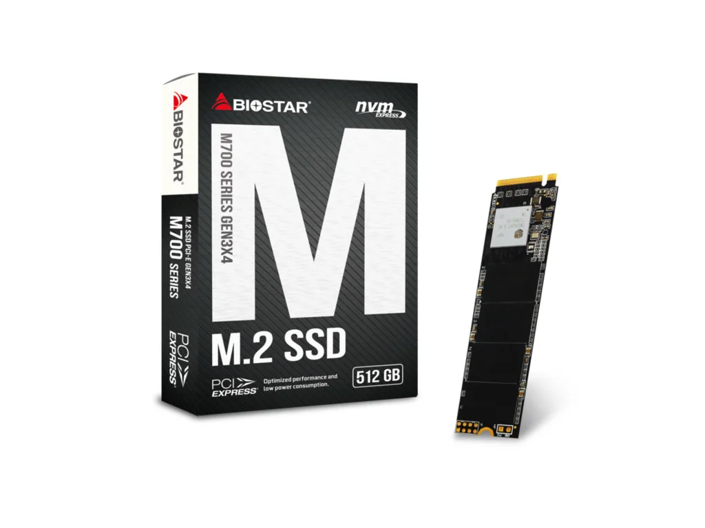 BIOSTAR 512GB SSD, M.2, NVMe PCI-E Gen3x 4, 2280 M.2, R/W: 1650 MB/s, 1400 MB/s