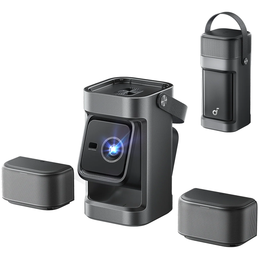 Anker, Soundcore Nebula P1, 1080p Full HD, 650 ANSI Lumens, 20W Detachable Surround Speakers, Dolby Audio, Up to 180" Screen, Google TV, Auto Focus Adjustment