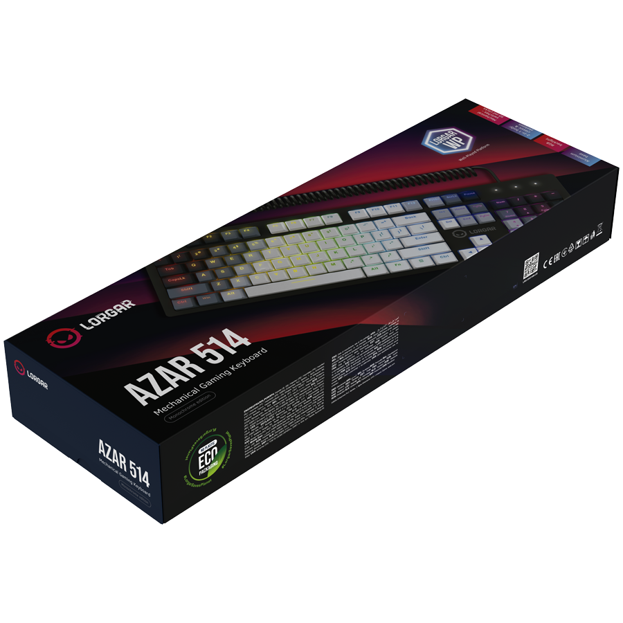 LORGAR Azar 514, Wired mechanical gaming keyboard, RGB backlight, 1680000 colour variations, 18 modes, keys number: 104, 50M clicks, linear dream switches, spring cable up to 3.4m, ABS plastic+metal,  - slika 8