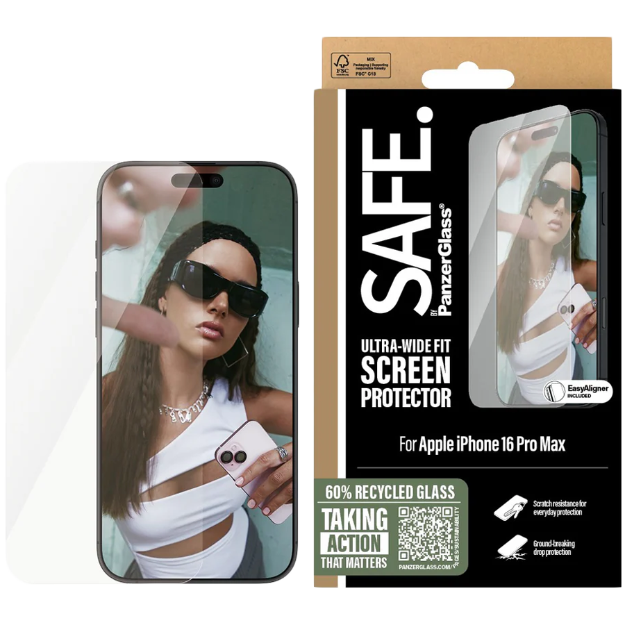 SAFE. by PanzerGlass Screen Protector iPhone 16 Pro Max | Ultra-Wide Fit