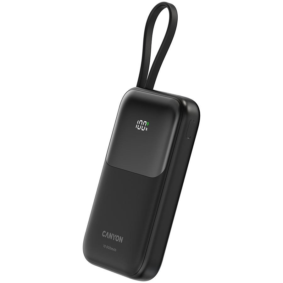 CANYON power bank OnPower 101 built-in cable 10000 mAh PD22.5W Black - slika 2