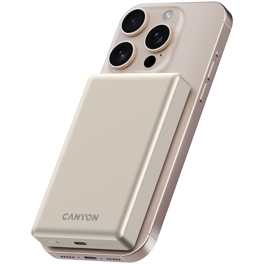 CANYON power bank OnPower 510 slim Magnetic 10000 mAh PD20W Bež - slika 6