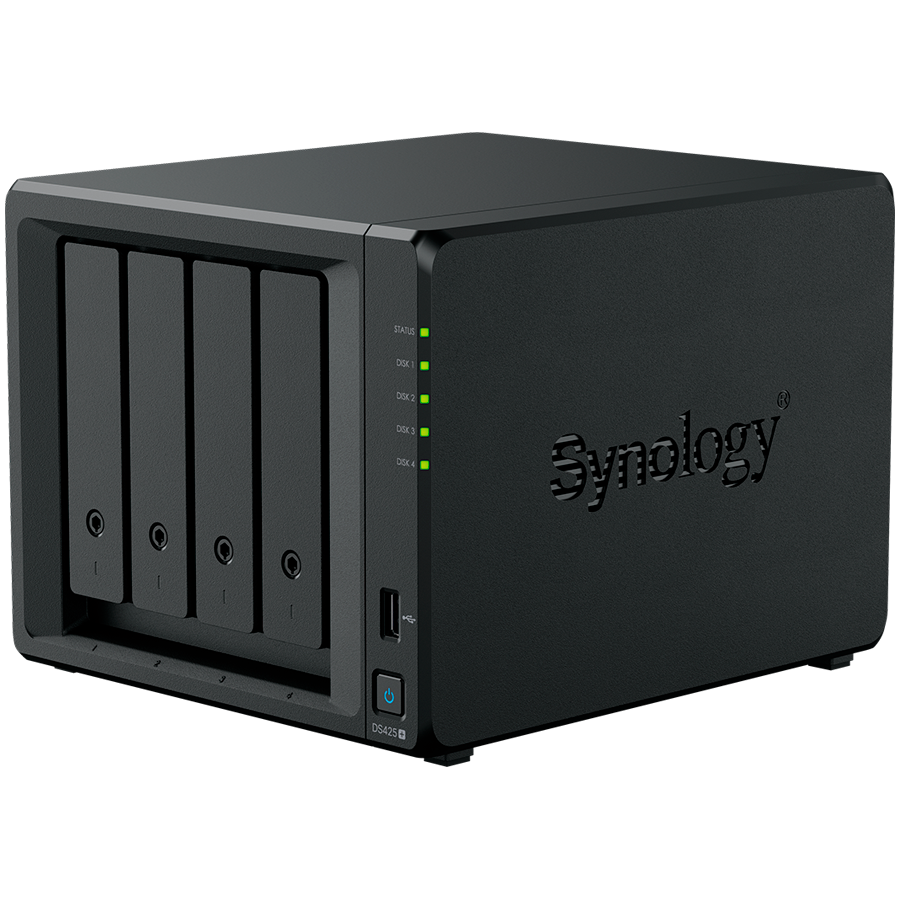 Synology DiskStation DS425+ Tower, 4-Bays 3.5'' SATA HDD/SSD, 2 x M.2 2280 NVMe SSD slot, CPU Intel Celeron J4125  4-core 2.0 GHz, 2 GB DDR4 non-ECC SODIMM, 1x RJ-45 2.5 GbE LAN, 1x RJ-45 1GbE LAN Por - slika 3