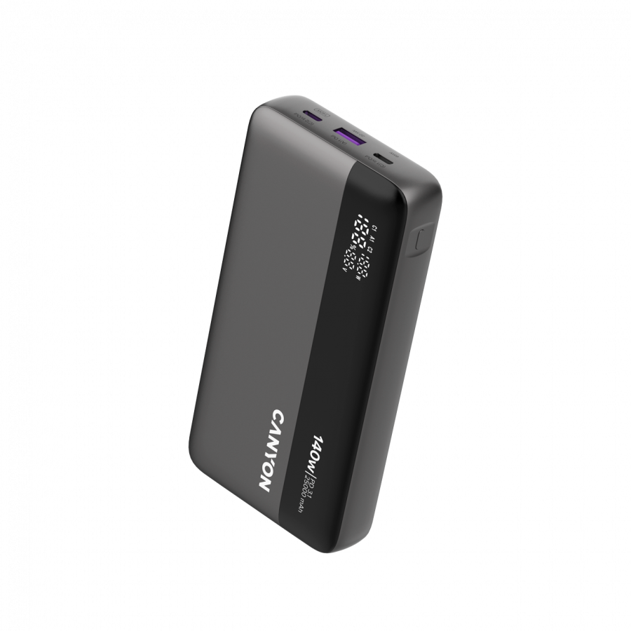 CANYON Power Bank PB-240, 25000mAh PD140W display power bank,Size160.0x82x27 mm Weight 508+-10g, Dark Grey - slika 2