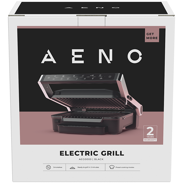 AENO Electric Grill EG3: 2000W, 7 automatic programs +Manual mode, 4 Degrees of Roast, Color indication,  Removable plates Plate size 292*230mm - slika 2
