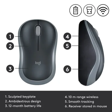 Logitech Miš M185 Wireless Swift Grey - slika 4