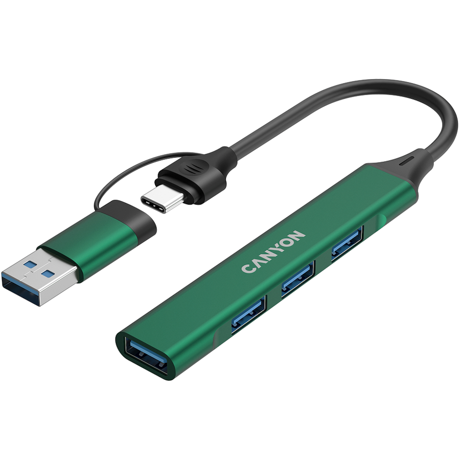 CANYON hub DS-02 4in1 USB-A/C Green - slika 3