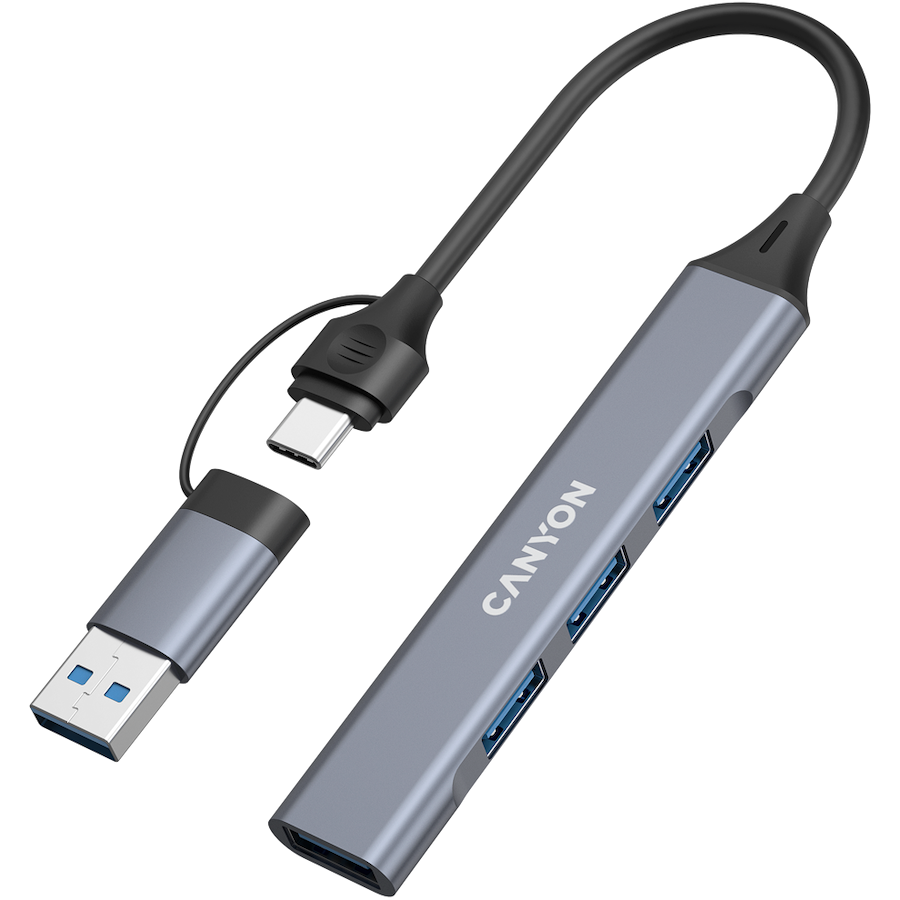 CANYON hub DS-02 4in1 USB-A/C Grey - slika 2
