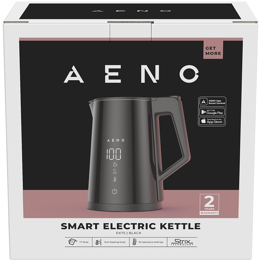 AENO Electric Kettle EK7S Smart: 1850-2200W, 1.7L, Strix, Double-walls, Temperature Control, Keep warm Function, Control via Wi-Fi, LED-display, Non-heating body, Auto Power Off, Dry tank Protection - slika 3