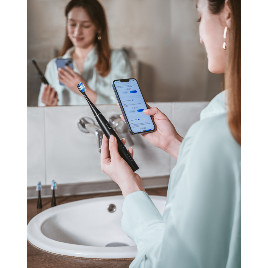 AENO SMART Sonic Electric toothbrush, DB2S: Black, 4modes +8 smart, wireless charging, 46000rpm, 90 days without charging, IPX7 - slika 2