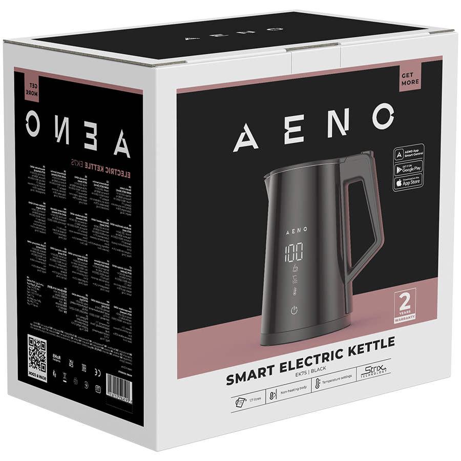AENO Electric Kettle EK7S Smart: 1850-2200W, 1.7L, Strix, Double-walls, Temperature Control, Keep warm Function, Control via Wi-Fi, LED-display, Non-heating body, Auto Power Off, Dry tank Protection - slika 5
