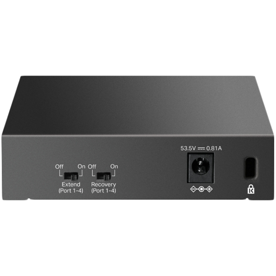 TP-Link LS105LP 5-Port 10/100 Mbps Desktop Switch with 4-Port PoE, 4× 10/100 Mbps PoE Ports, 1× 10/100 Mbps Non-PoE Port, 802.3af, 41 W PoE Power, Desktop Steel Case, Extend Mode for 250m PoE Transmit - slika 3