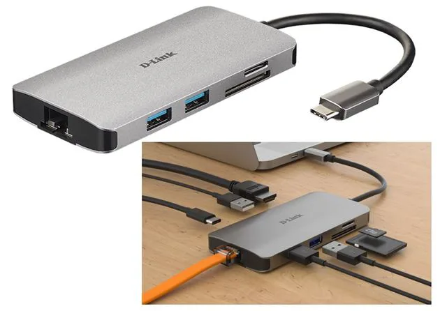 Hub Dlink 8u1 sa USB-C/HDMI/Ethernet/Card DUB-M810 - slika 5