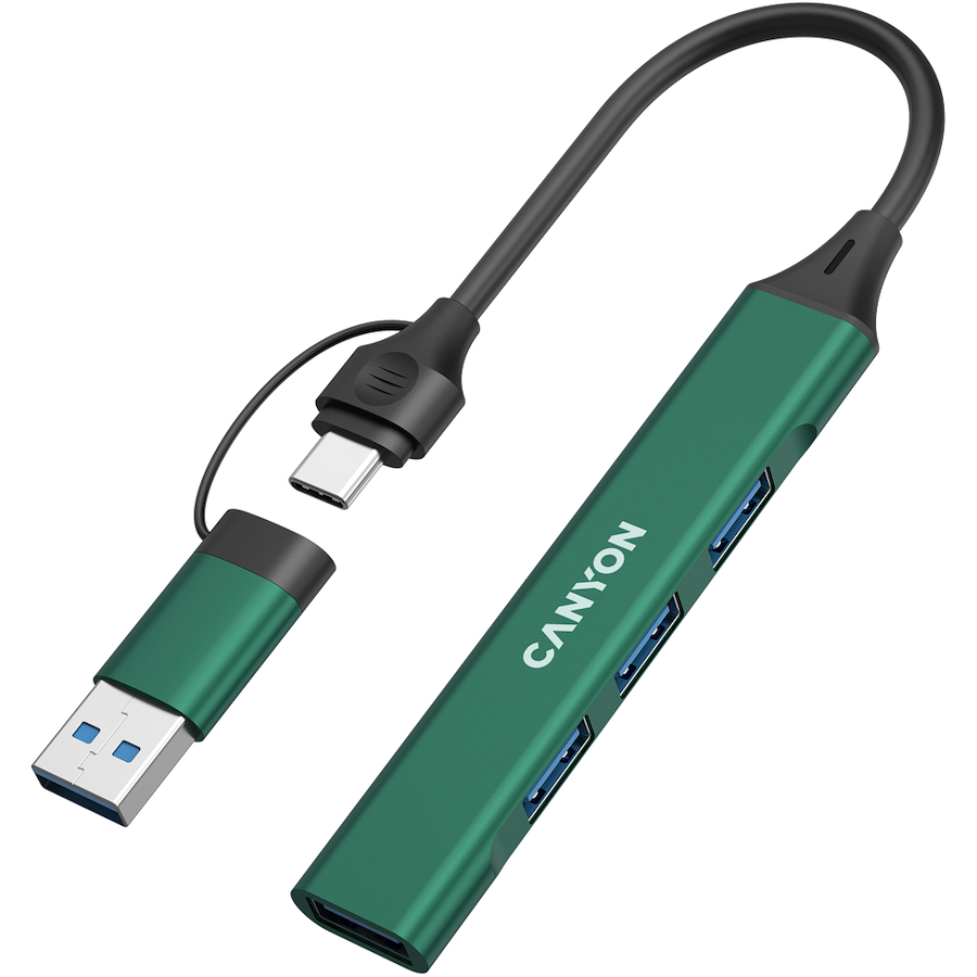 CANYON hub DS-02 4in1 USB-A/C Green - slika 2