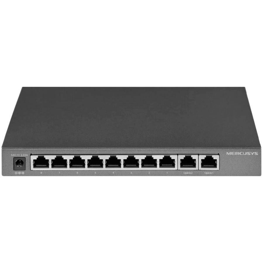 Mercusys MS112GMP 12-Port Gigabit Desktop Switch with 8-Port PoE+,  8x G PoE+ Ports, 2x G Non-PoE Ports, 2x G SFP Slots, 110 W PoE Power, Desktop Steel Case, Wall Mounting,  Extend Mode for 250m PoE T - slika 6