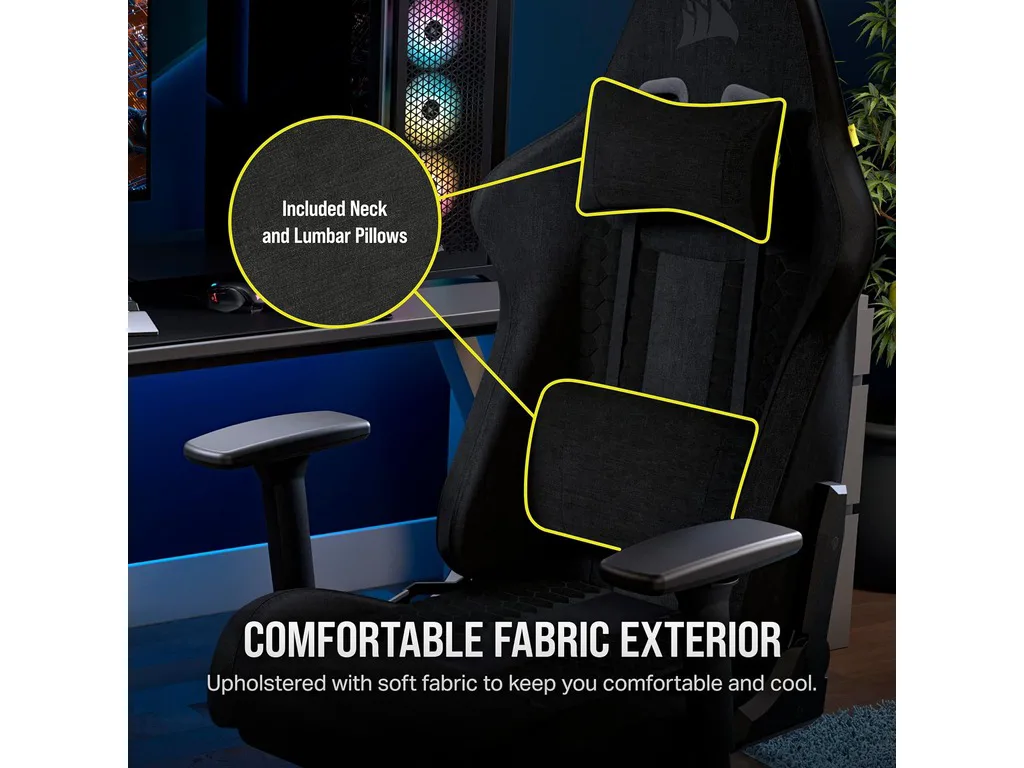 Corsair TC100 Gaming ChairRelaxed, Fabric Black/Black120kg - slika 3