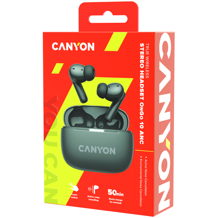 CANYON headset OnGo TWS-10 ANC+ENC Grey - slika 8