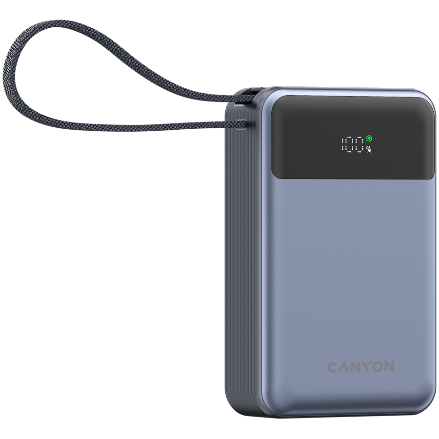 CANYON power bank OnPower 600 built-in cable 20000 mAh PD65W Dark Grey - slika 2