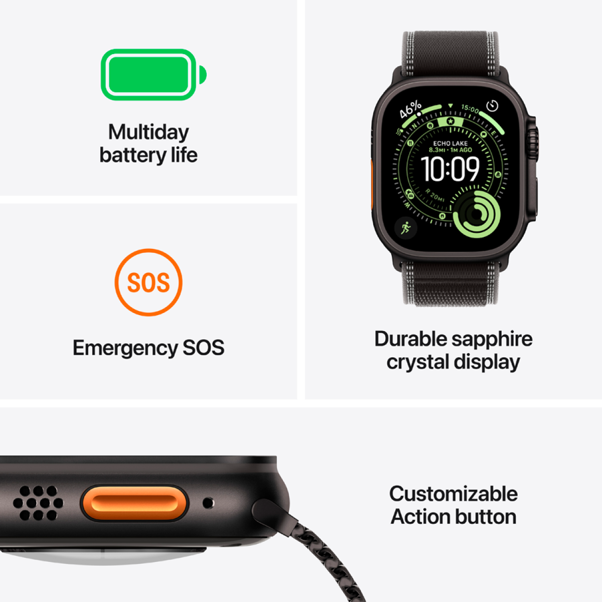 Apple Watch Ultra 3 Cellular 49mm Black Titanium Case with Black Alpine Loop - Large - slika 7