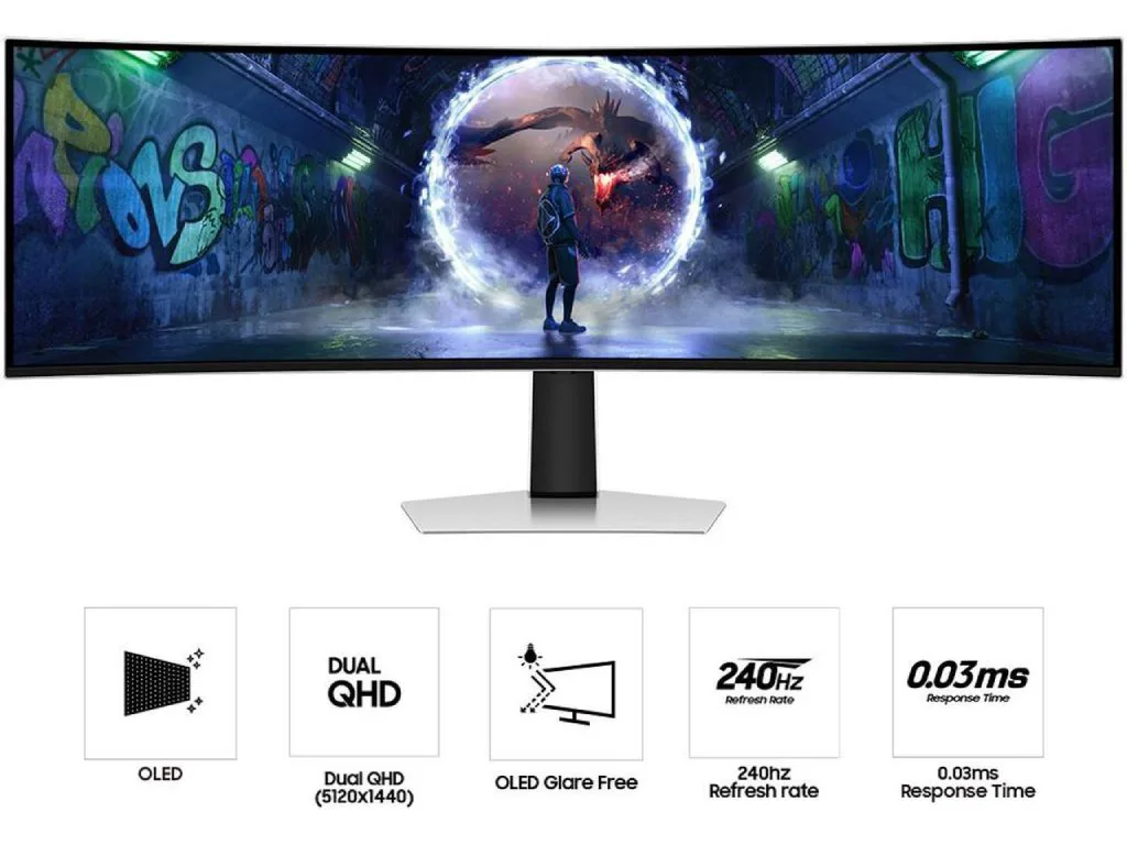 Samsung 49" OLED Monitor G93SD1800R, DQHD, 240Hz, 0.03msDP, HDMI, Micro HDMI, USB-C, HAS, Tilt - slika 8