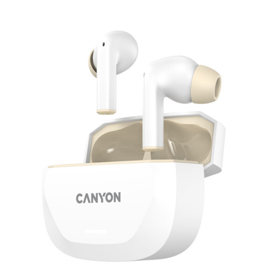 CANYON headset HEXAGON 7 TWS ANC+ENC Wireless Charge White Beige - slika 4