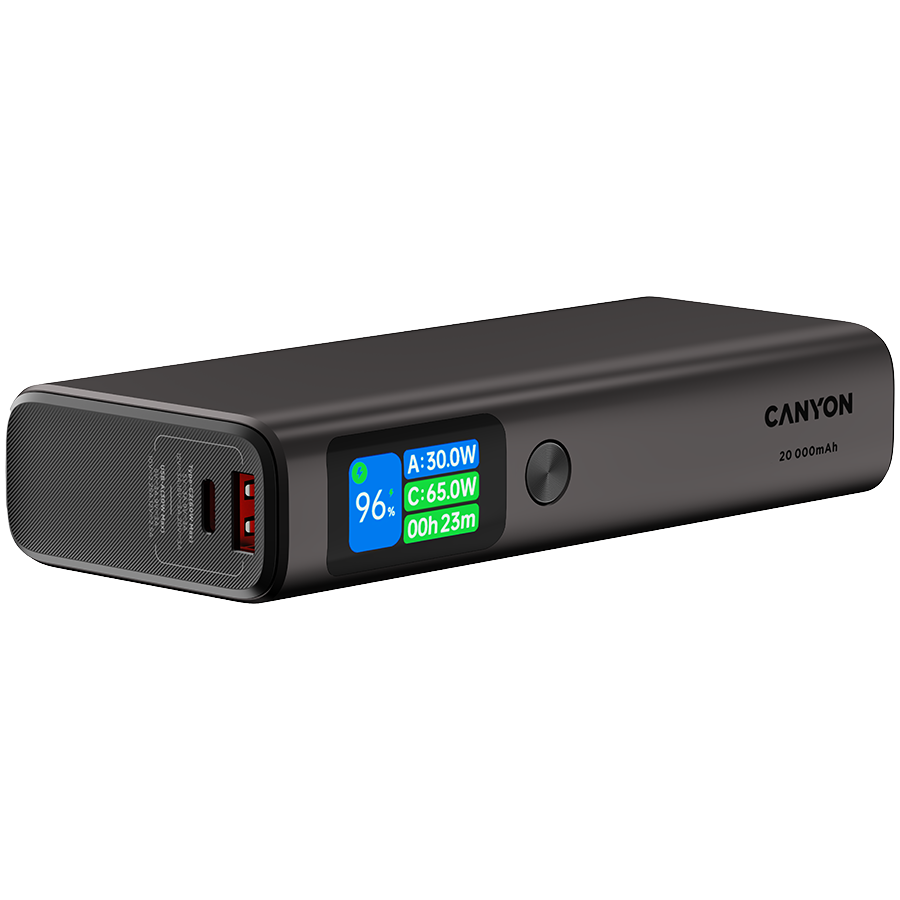 CANYON power bank OnPower 230 TFT 20000 mAh PD130W Dark Grey - slika 5