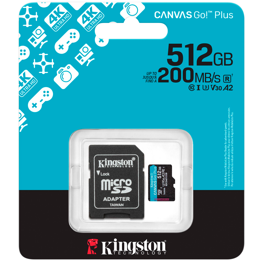 Kingston microSD 512GBCanvasGoPlus, Gen4r/w:200MB/s/160MB/s,with adapter - slika 5