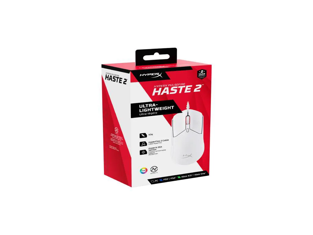 HyperX Pulsefire Haste 2 WGaming Mouse (White) - slika 3