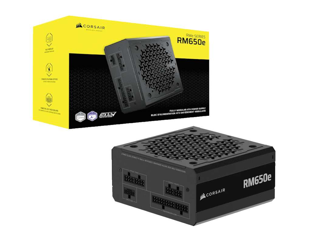 Corsair PSU 650W RM650eGold, Fully Modular, 12V-2x66xSATA, 3xPCIe, ATX 3.1, PCIe 5.1 - slika 2