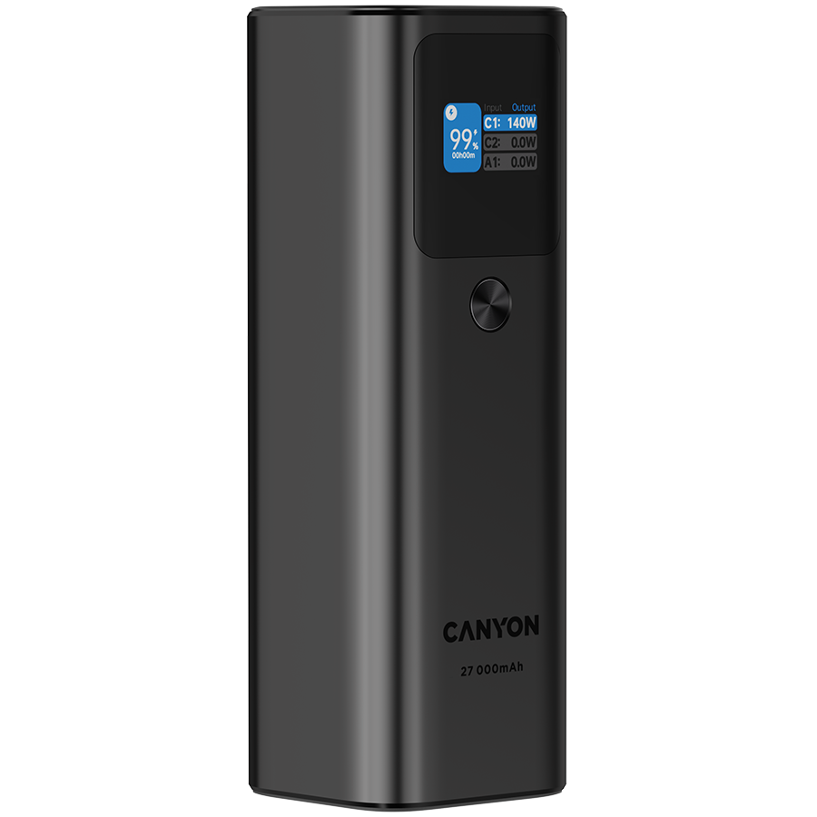 CANYON power bank PB-2010 TFT 27000 mAh 97.2Wh PD140W QC 3.0 Tamno sivi - slika 4