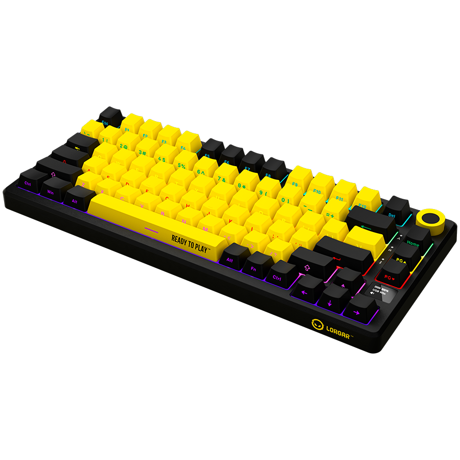 LORGAR KBP7075W, Wireless 75% Mechanical Gaming Keyboard Pro, Black/yellow, EN layout - slika 2