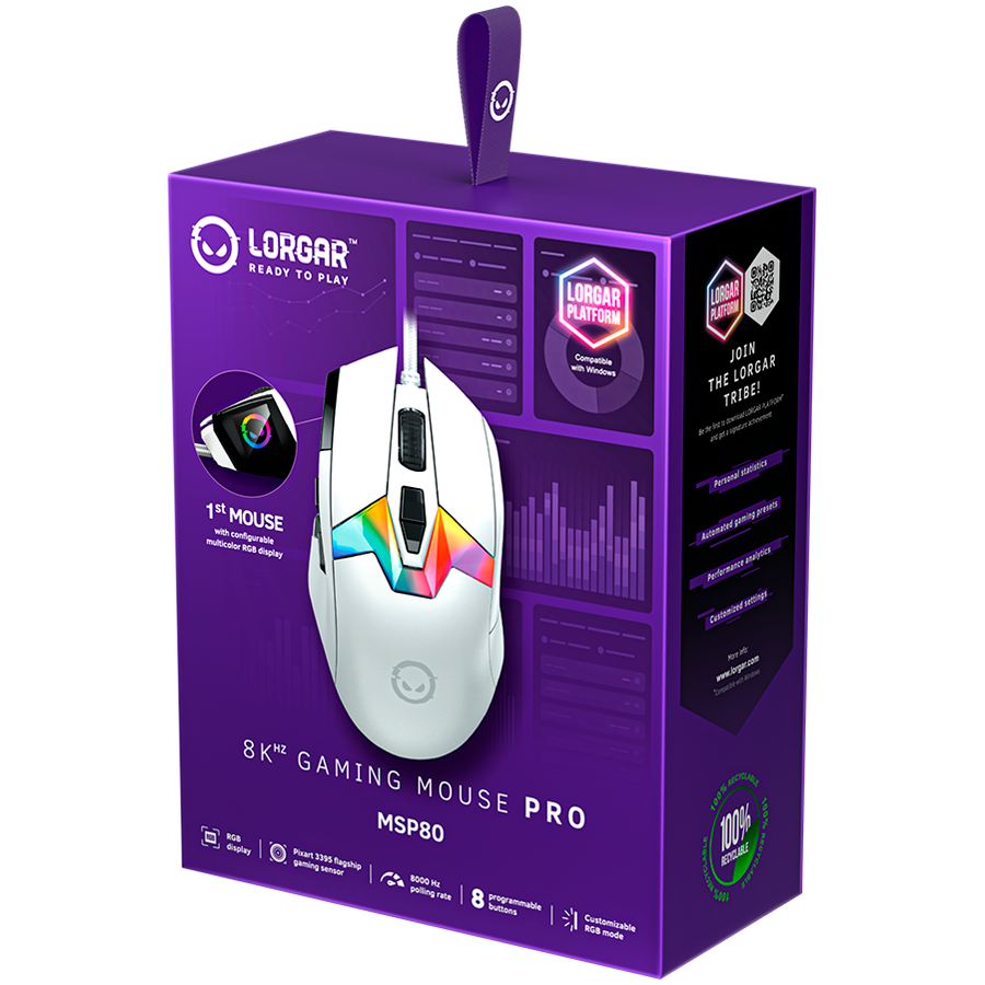 LORGAR MSP80, 8000 Hz Gaming Mouse Pro, White - slika 8