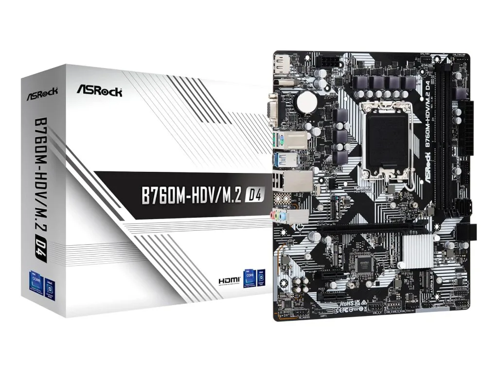 ASROCK MB B760M-HDV/M.2LGA1700, 2xDDR4, 2xM.2, 4xSATARAID, HDMI, DP, mATX