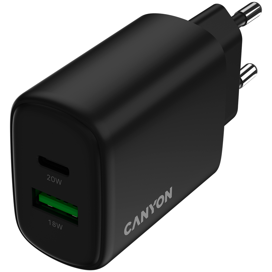 CANYON charger OnCharge 200 20W 1xPD 1xQC EU Black - slika 4