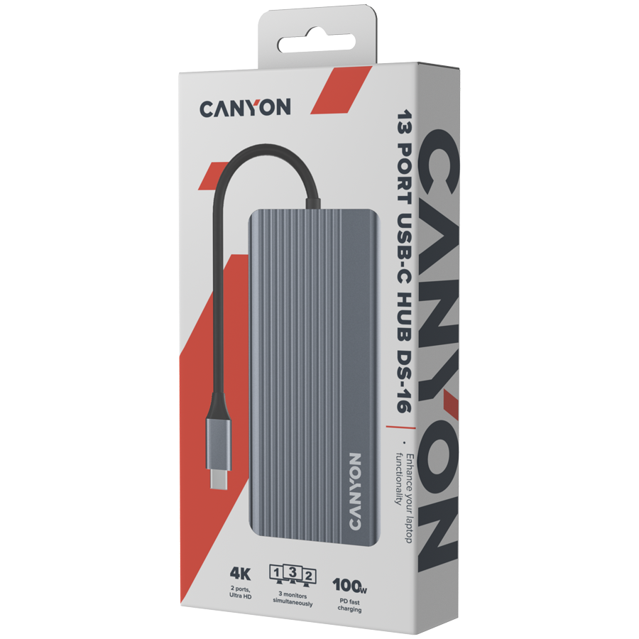 CANYON hub DS-16 13in1 4k USB-C Grey - slika 7